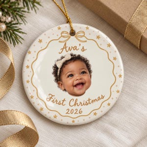 Baby First Christmas Ornament 2026, Custom Baby Photo Ornament, Personalized Newborn Gift, My First Christmas Keepsake
