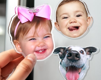 Custom Face Photo Magnet | Personalized Acrylic Fridge Decor | Funny Pet or Baby Gift | Personalized Face Dog Cat Magnet