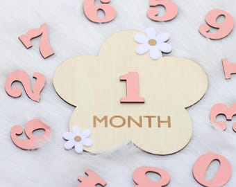 Wooden Monthly Milestone Baby Discs & Cards | Baby Photo Prop for Baby Shower | Monthly Milestone Markers for Baby Photos