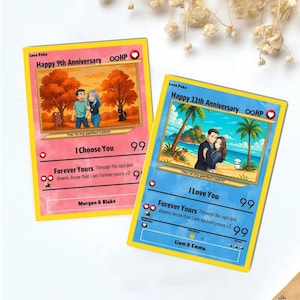 Personalized Couple Poke Love Acrylic Card, Custom Photo Anime Themed Gift for Couple, Love Card Gifts, Gifts from Wife, Anniversary Gifts.