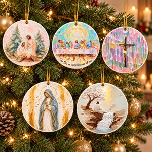 Christian Christmas Ornament 2026, Custom Bible Verse Gift, Scripture Ceramic Ornament, Religious Faith Keepsake, Jesus Nativity Decor