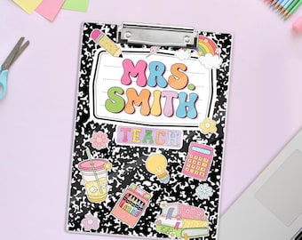 Personalized Teacher Clipboard, Custom Teacher Name Clipboard, Cute Classroom Clipboard, Back to School Teacher Gift, Acrylic Clip Board