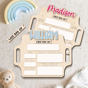 Personalized First And Last Day School Sign Reusable, Back to School Sign, Kindergarten 1st Day of School Sign, First Day School Board Gift.