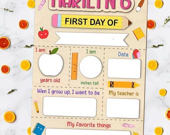 Personalized First Day of School Sign: Dry Erase Photo Prop