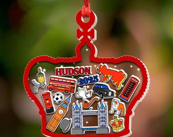 Personalized United Kingdom Ornament 2026, UK Map Shaker Gift, London Travel Keepsake, Custom Name Holiday Decoration, British Souvenir