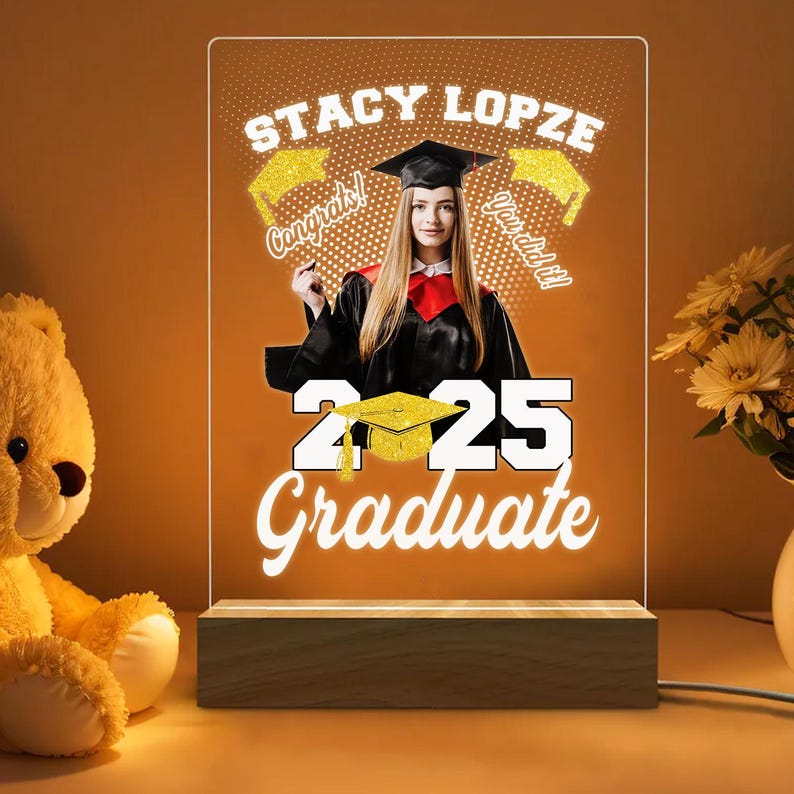 Graduation Led Version Personalized Graduation Photo LED Lamp | Class of 2025 Keepsake ...