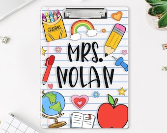 Personalized Teacher Clipboard | Custom Name Acrylic Board | Clipboard Design | Back to School Teacher Appreciation Gift