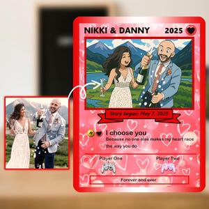 Personalized Anime Poke Acrylic Card,Custom Pocket Monster Card Gift,Ghibli Style Couple Keepsake,Engagement or Wedding Gift for Him and Her