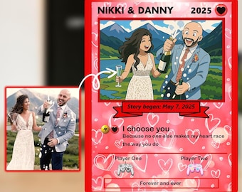 Personalized Anime Couple Acrylic Card: Custom Gamer Gift