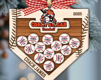 Personalized Baseball Coach Shake Ornament, Custom Softball Coach Gift, 3D Sports Christmas Ornament 2026