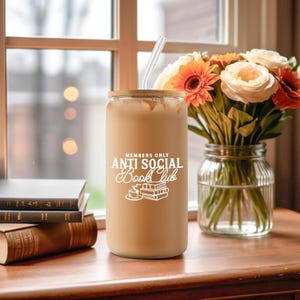 Personalized Book Lover Cup Book Lover Iced Coffee Cup Book Lover Frosted Glass Cup Iced Coffee Cups For Book Lovers Booklover Librarian Cup