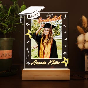 Custom Graduation Photo LED Lamp 2025 | Personalized Senior Gift with Name & Picture | Just Graduated Night Light for Her or Him