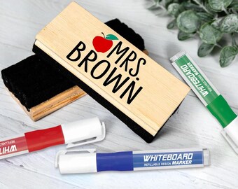 Personalized Teacher Eraser: Custom Engraved Wood Chalkboard Eraser