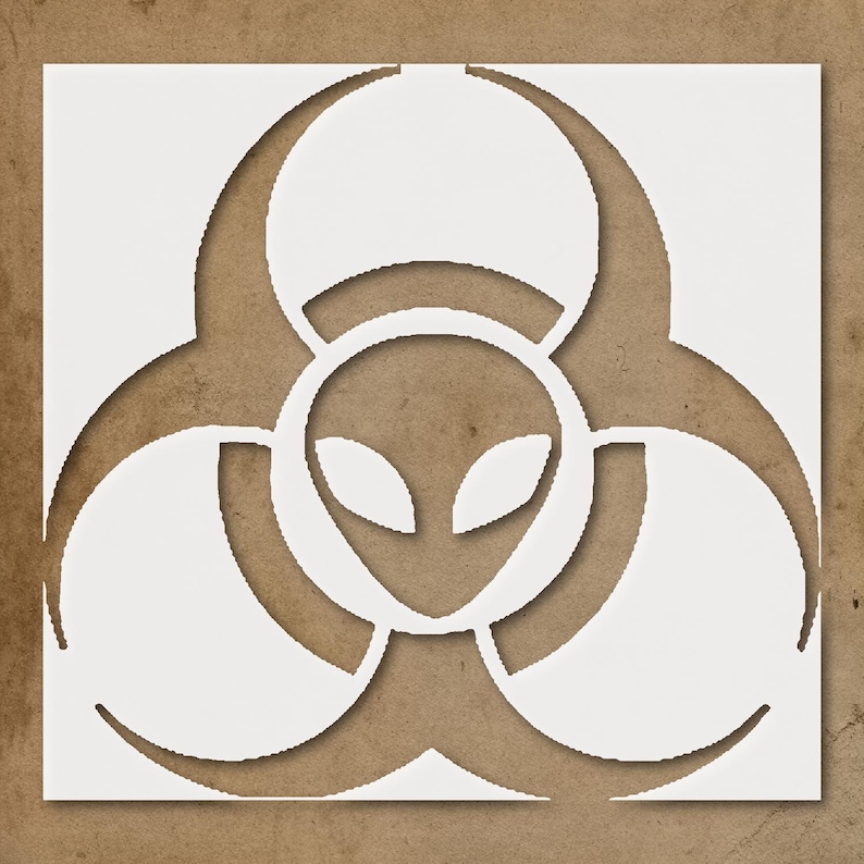 Stylized Biohazard Alien Symbol Stencil for Unique Art and DIY Projects ...