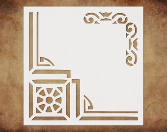 Stencil Corners Design Pattern, Plastic Reusable