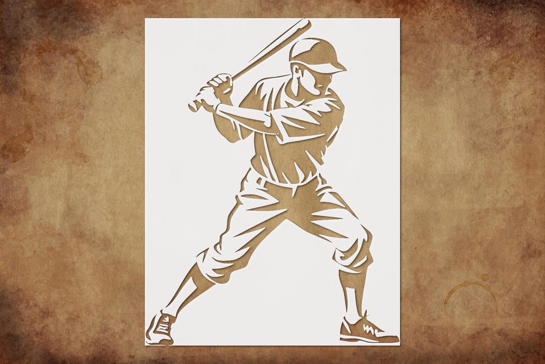 Baseball Player Stencil - Creative DIY Decor Reusable Template for Wall ...