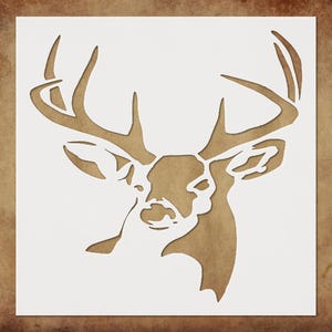 Reusable Plastic Stencil - Big Deer with Horns 5x5 inch