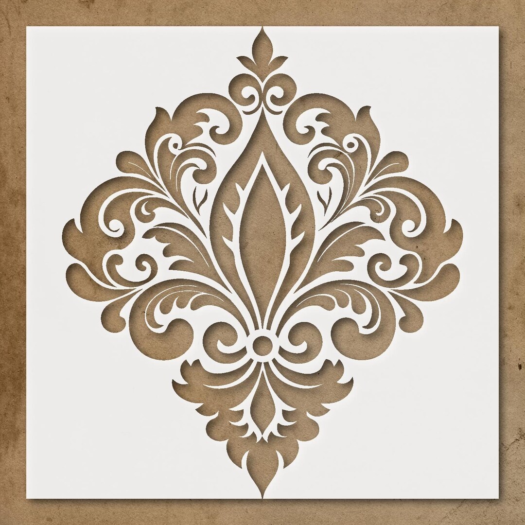Damask Vector Stencil for Artistic Wall Design Unique Home Decor Gift ...