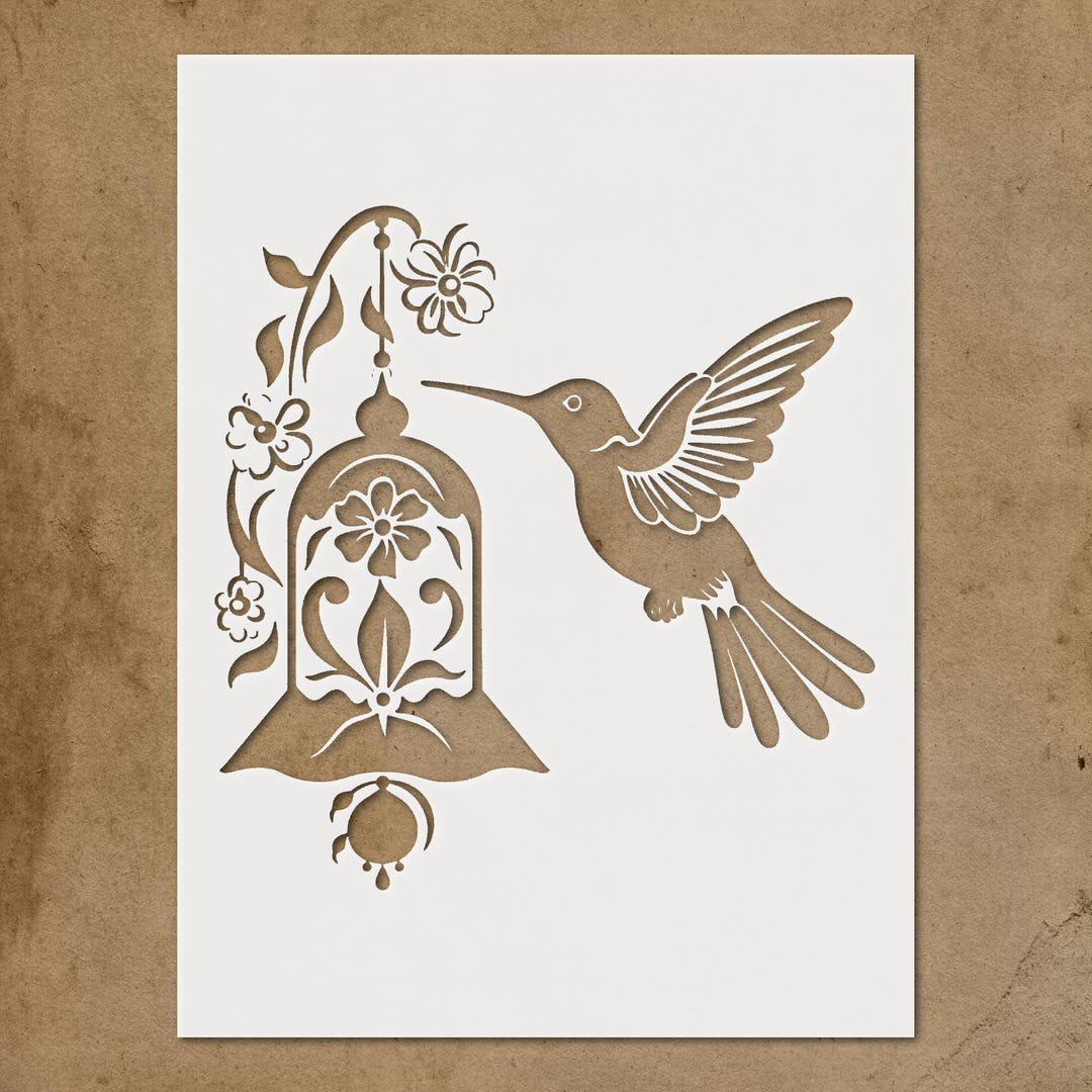 Hummingbird Stencil Template Reusable - Decorative Pattern, DIY Crafts ...