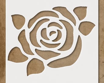 Stylized Rose Floral Stencil for Crafting, DIY Projects, Home Decor