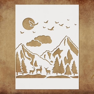 Mountain Stencil Template Reusable - Scenic Nature Design, DIY Crafts, Wall Art, Nursery Decor