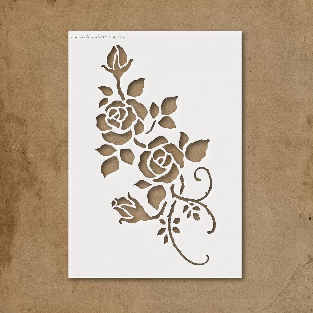 Decorative Rose and Leaf Stencil for Art and Craft Projects - Etsy