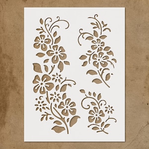 Flower Stencil Template Reusable - Clear Plastic Design for Wall Art, DIY Crafts, Decor