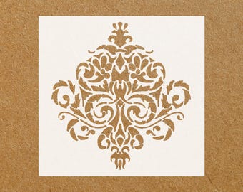 Elegant Damask Wall Art Stencil for Stunning Faux Mural Design - Create Timeless Home Decor