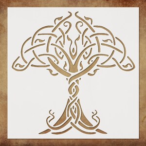 Celtic Tree of Life Stencil - Reusable 8x8 Inch Plastic Template for DIY Crafts  Home Decor