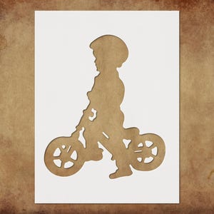 Child Riding Motorcycle Stencil Template Reusable - Perfect for Wall Art, DIY Crafts, and Kids Room Decor
