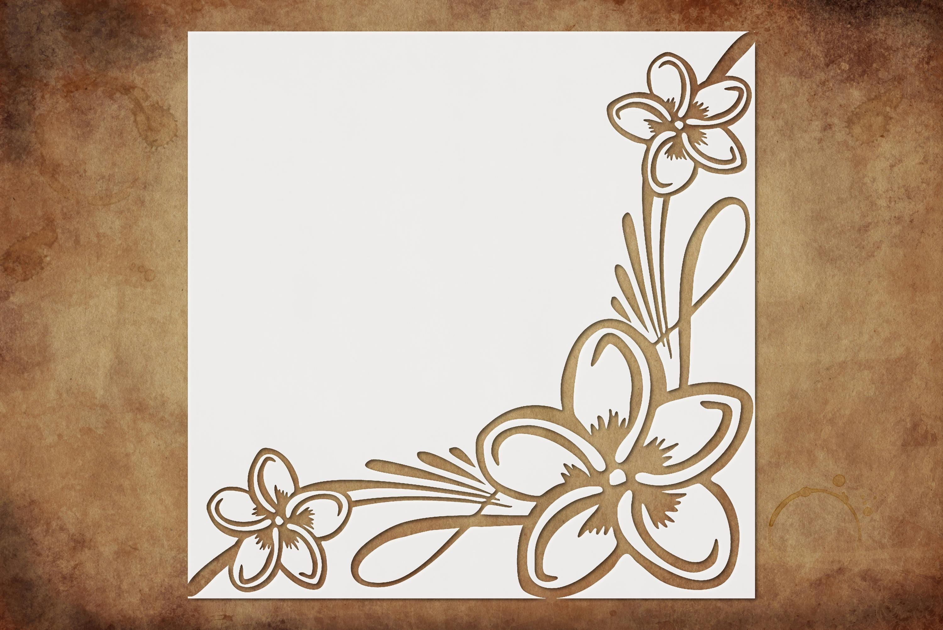 Plumeria Corner Etch Stencil - Floral Design, DIY Crafts, Decorative ...