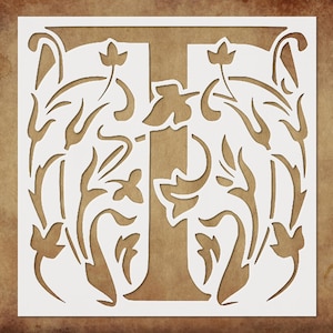 Stencil Large Letter T with Patterns, Plastic Reusable 8x8