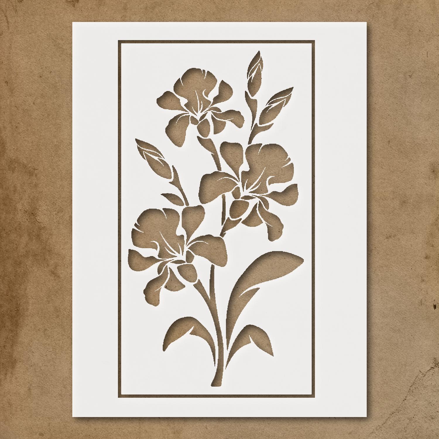 Iris Flower Stencil for DIY Art on Wood Glass Fabric Stencilair Mylar Design
