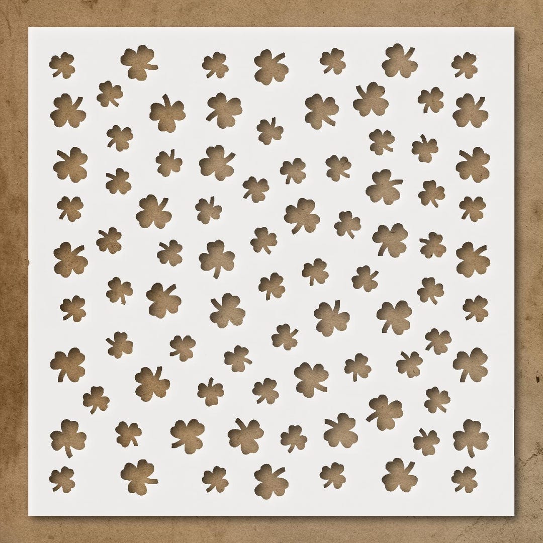 A Uniform Pattern of Variously Sized Black Clovers Stencil - Etsy