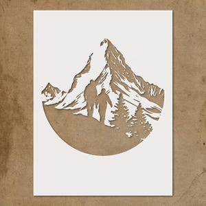 Mountain Stencil - Reusable Plastic Stencil Template Reusable for Wall Art, DIY Crafts, Home Decor