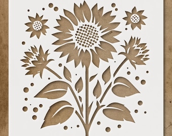 Sunflower Stencil for Art  Decor Projects  Floral Design Template