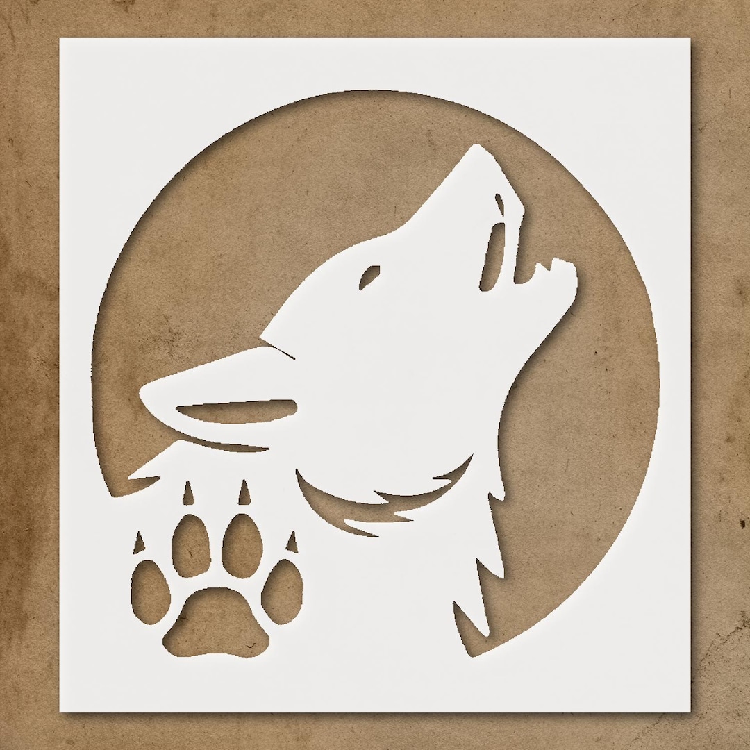 Howling Wolf Stencil Art Wolf Silhouette Decor Wildlife Wall Art - Etsy