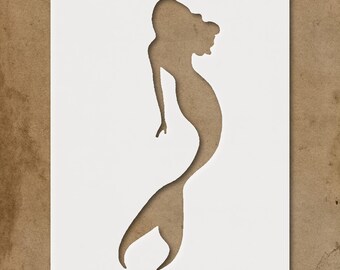Mermaid Silhouette Stencil Art Decor  Unique Gift for Ocean Lovers  Elegant Home Décor