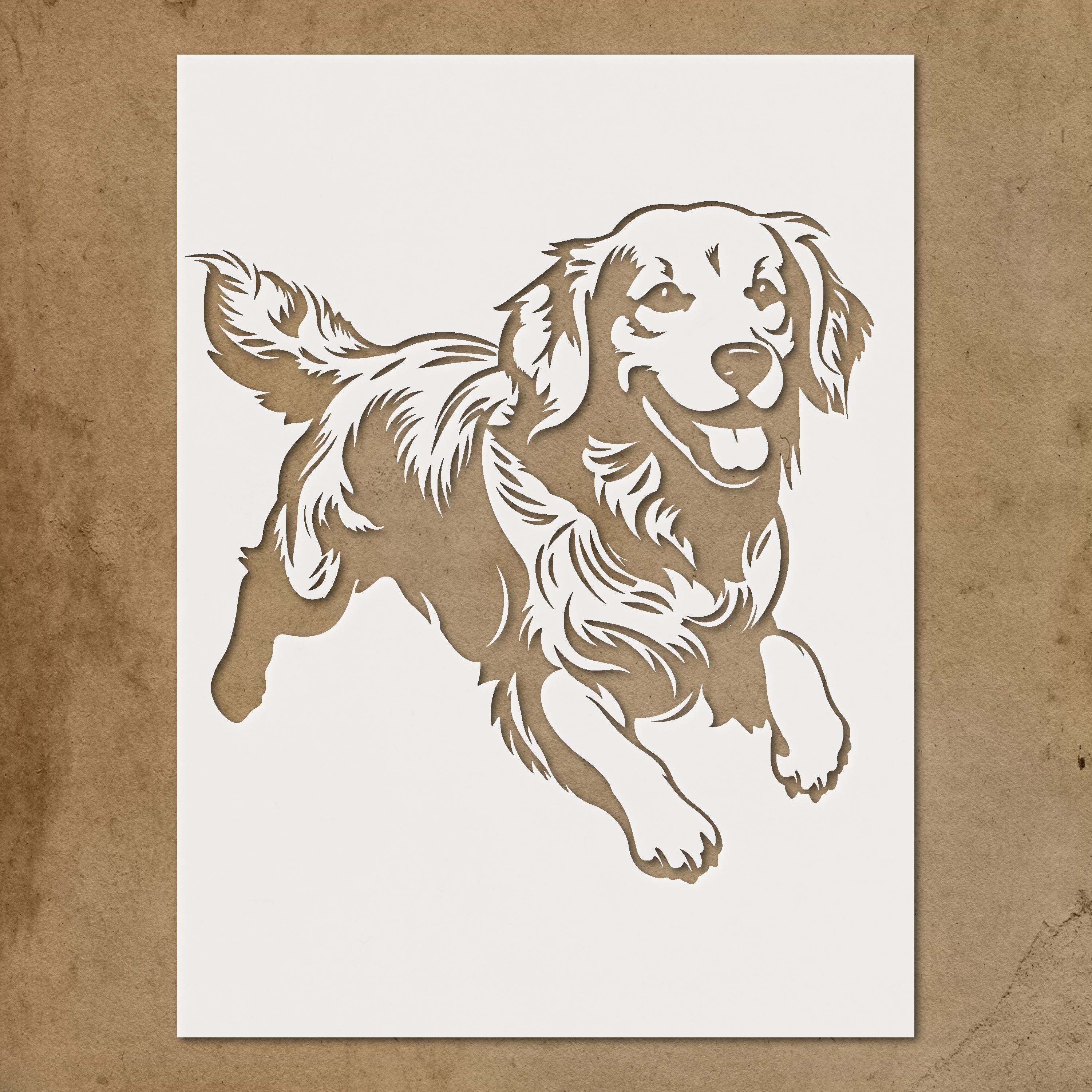 Golden Retriever Stencil, Dog Art Template Reusable, Pet Decor, DIY Crafts, Wall Art