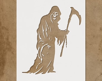 BENECREAT 12x12 Inch Halloween Stencil - Grim Reaper Skeleton Scythe Template For DIY Painting & Decor - View #6