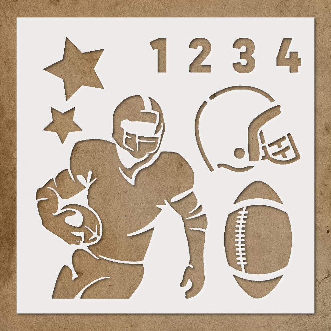 Reusable Football Player Stencil Template for DIY Wall Art Unique ...