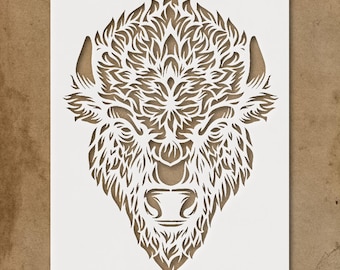 Stylized Buffalo Stencil Design for Craft Projects and Home Decor