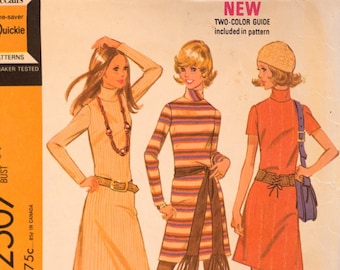 McCall's 2507, Misses' and Juniors' dress pattern for knits only.  Size 12, bust 34"