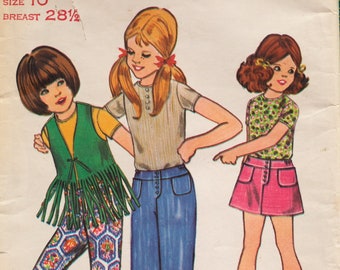 Butterick 5845, Children's and girls' shirt, skirt, pants and vest pattern.  Size 10, chest 28.5"