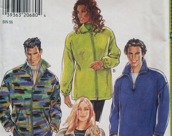 New Look 6672, unisex jacket/pullover pattern.  Multisize, chest 34-52"