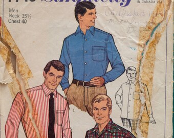 Simplicity 7745, Men's tapered sport shirt pattern.  Chest 40"