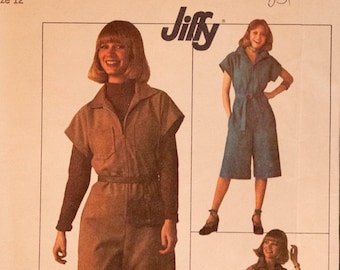 Simplicity 7663 Misses Jiffy pantdress jumpsuit pattern size 12, bust 34"