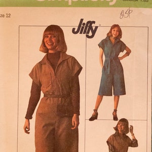 Simplicity 7663 Misses Jiffy pantdress jumpsuit pattern size 12, bust 34&quot;
