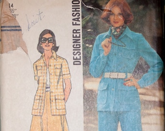 Simplicity 5588, misses' shirt-jacket, skirt, and pants pattern size 14, bust 36"