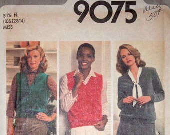 Simplcity 9075, Misses' cardigans, cardigan-vest and pullover vest pattern, size 10-14, bust 32-36"